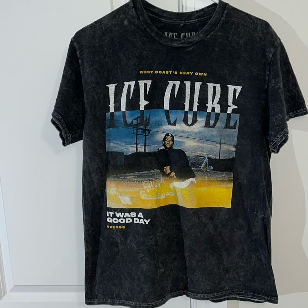 Dark Gray Acid Wash Ice Cube It Was A Good Day Band Tee T Shirt M 022393